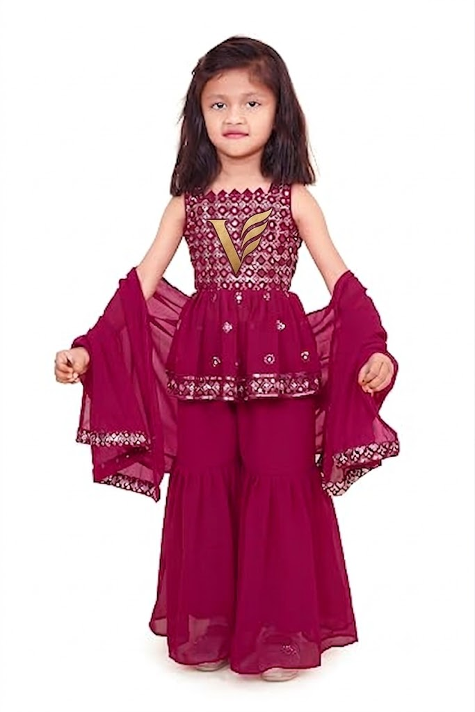 Royal Velvet Sharara & Peplum Top Set